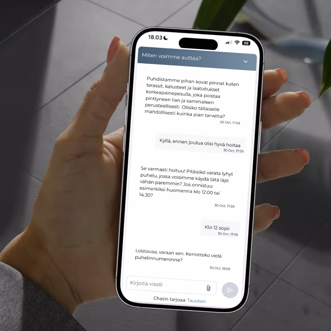 Kuva tekoälypohjaisesta chatbot keskustelusta