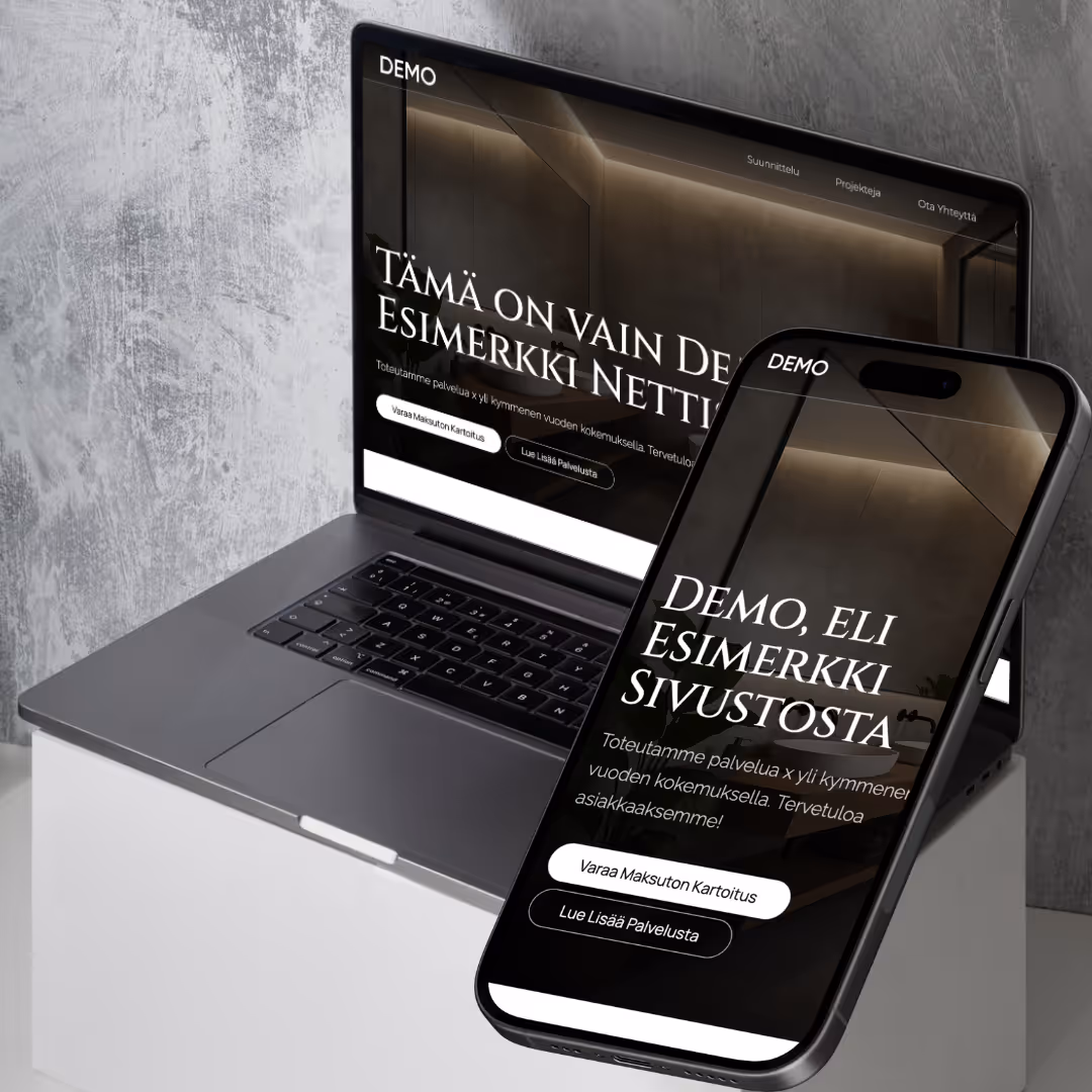 Kuvitteellinen Tauoton Digitalin tekemä verkkosivudesign